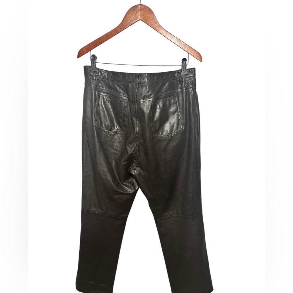 Nine West Dark Brown 100% Leather Trousers 14 - Picture 2 of 8